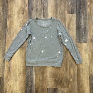 Chaser Gray Star Crew Neck Sweater
